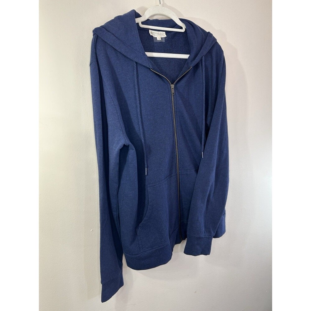Synergy Fleece Full Zip Hooded Hoodie Men's Blue L Regular Organic Cotton
